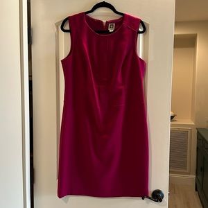 Fuchsia sleeveless Anne Klein light wool dress size 12. Knee length